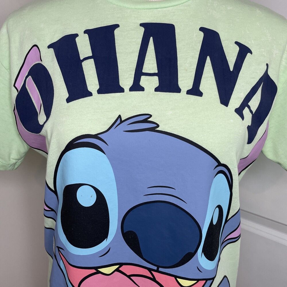 Disney Lilo and Stitch Ohana Means Family T Shirt Short Sleeve Green Junior's S - Picture 5 of 12
